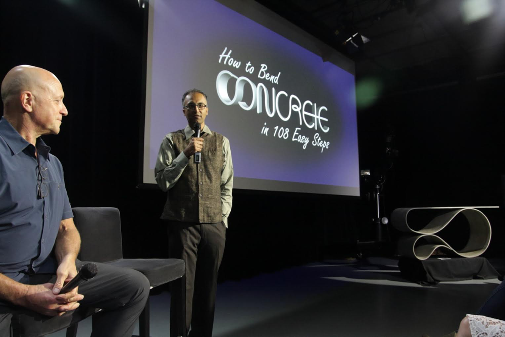 Designer Neal Aronowitz (left) and filmmaker Mahesh Madhav (right) speak after the film’s screening.